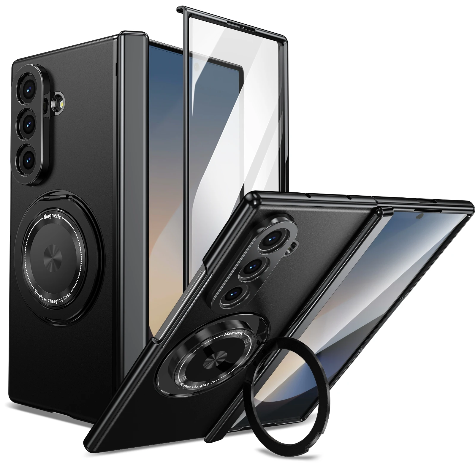 

360 ° Чехол для телефона с магнитным кольцом и подставкой Samsung Galaxy Z Fold 7, 6, 5, 4, 3, Fold7, 7 Fold6, Fold5, 4, защитный экран с шарнирным экраном