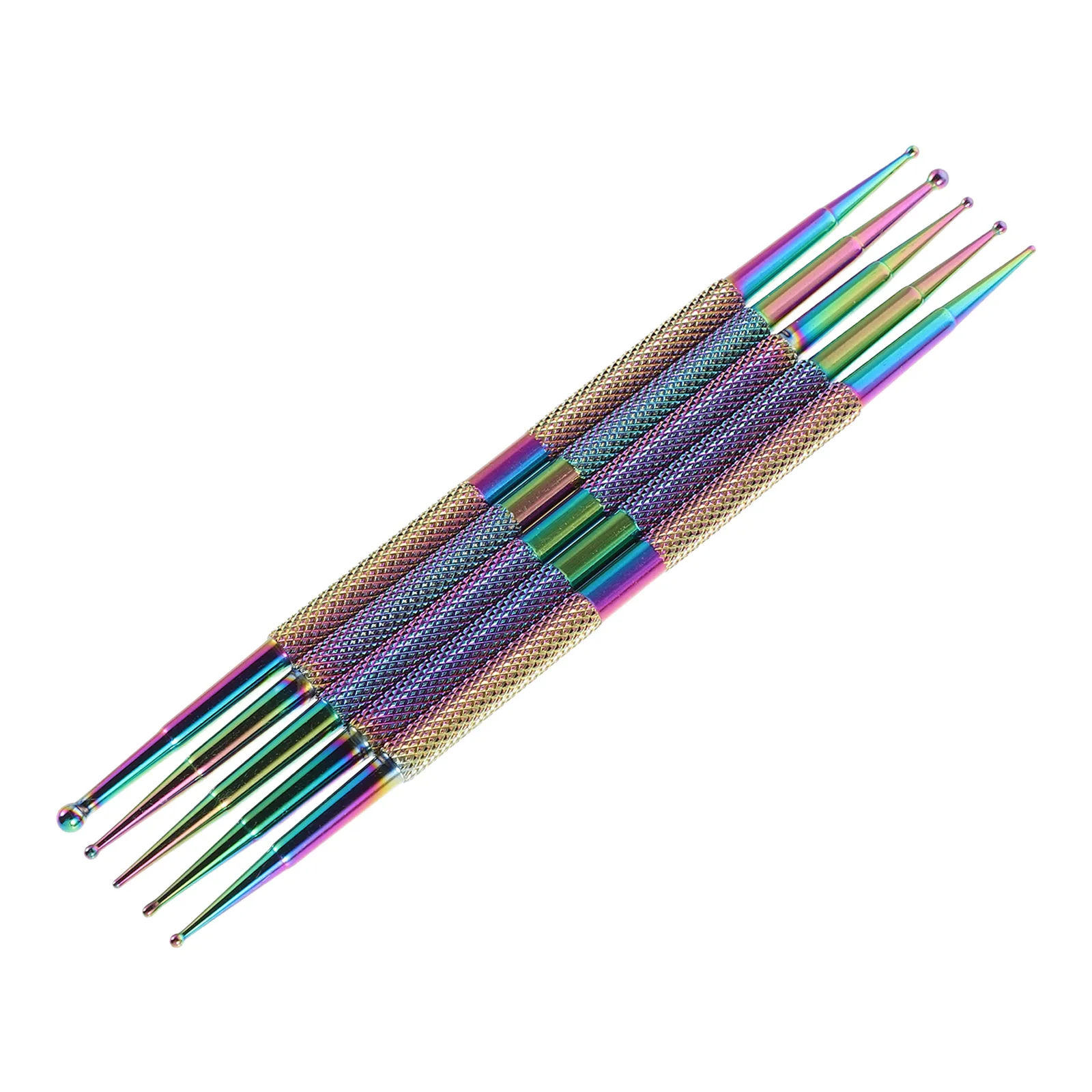 

5pcs Titanium Color Nail Tools Ideal for Painting Dotting Pen Nail Stamping Pen Tool Crafts Precision Design
