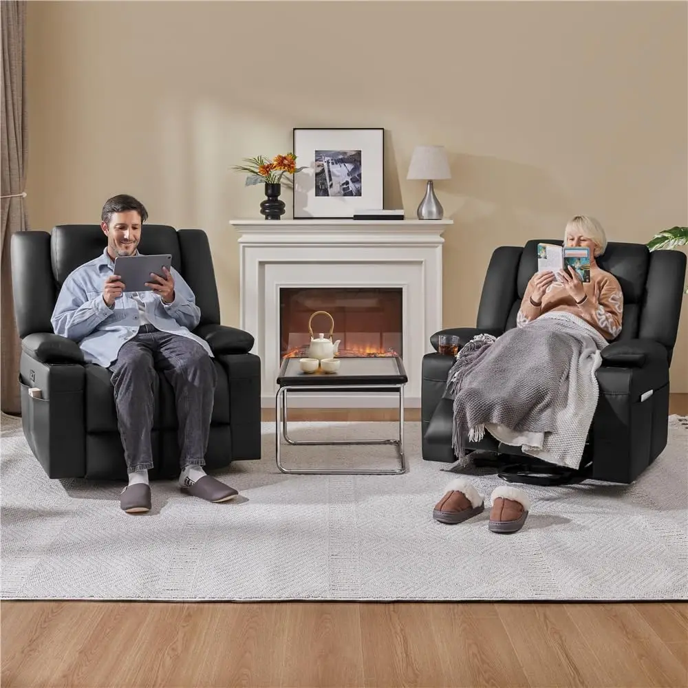 كرسي كرسي رفع كهربائي كبير، كرسي تدليك من جلد البولي يوريثان مع حرارة ومنفذ USB لكبار السن، كرسي صالة مريح #5