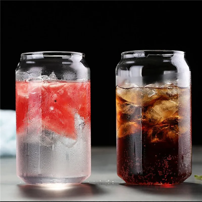 

AS60-8 Pack Can Shape Glass Fashion Water Milk Juice Simple Juice Cup Beer Glass Shake Glass Dessert Cup Cola Mug, 400ML