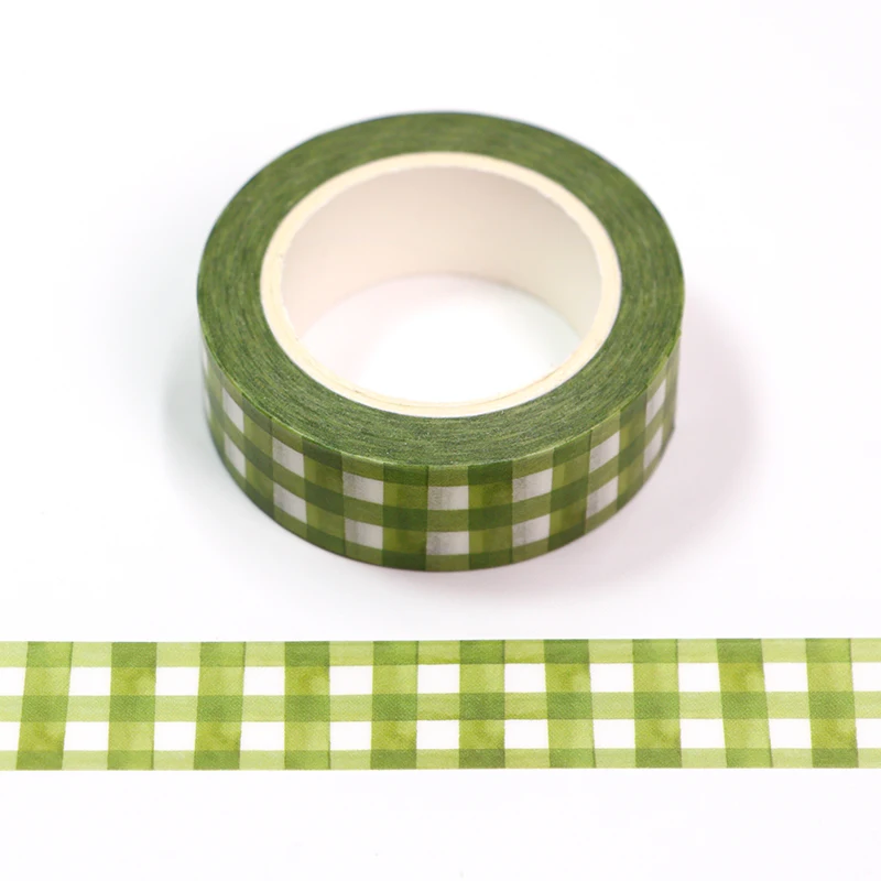 NEW 1PC 10M Decorative Cute Green Plaid Washi Tape for DIY Scrapbooking Planner Adhesive Masking Tape Kawaii Stationery