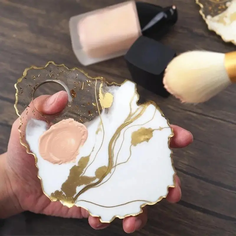 DIY Handgemachte Kreative Kristall Epoxy Formen Harz Make-Up Tablett Gericht Unregelmäßigen Achat Spiegel Silikon Form Kunst Zubehör Liefert