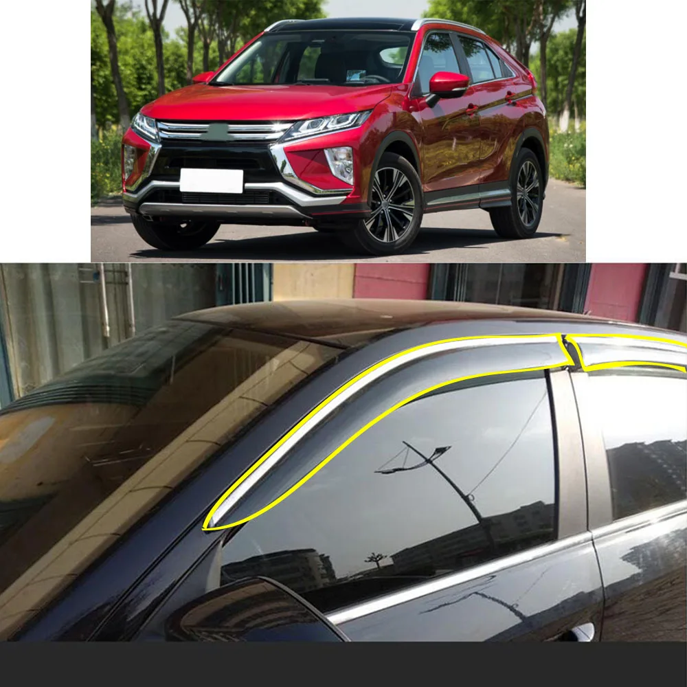 

Car Sticker Plastic Window Glass Wind Visor Rain/Sun Guard Vent Parts For Mitsubishi Eclipse Cross 2017 2018 2019 2020 2021 2022