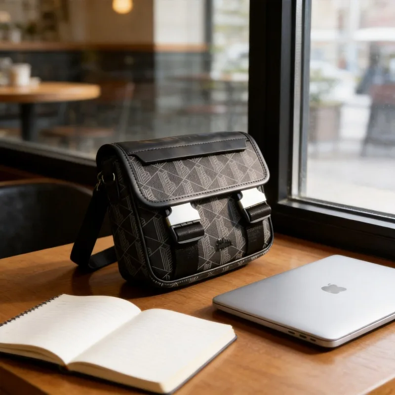 New retro printed messenger men's shoulder bag, PU casual trend crossbody bag, Boy fashionable mobile phone storage handbag