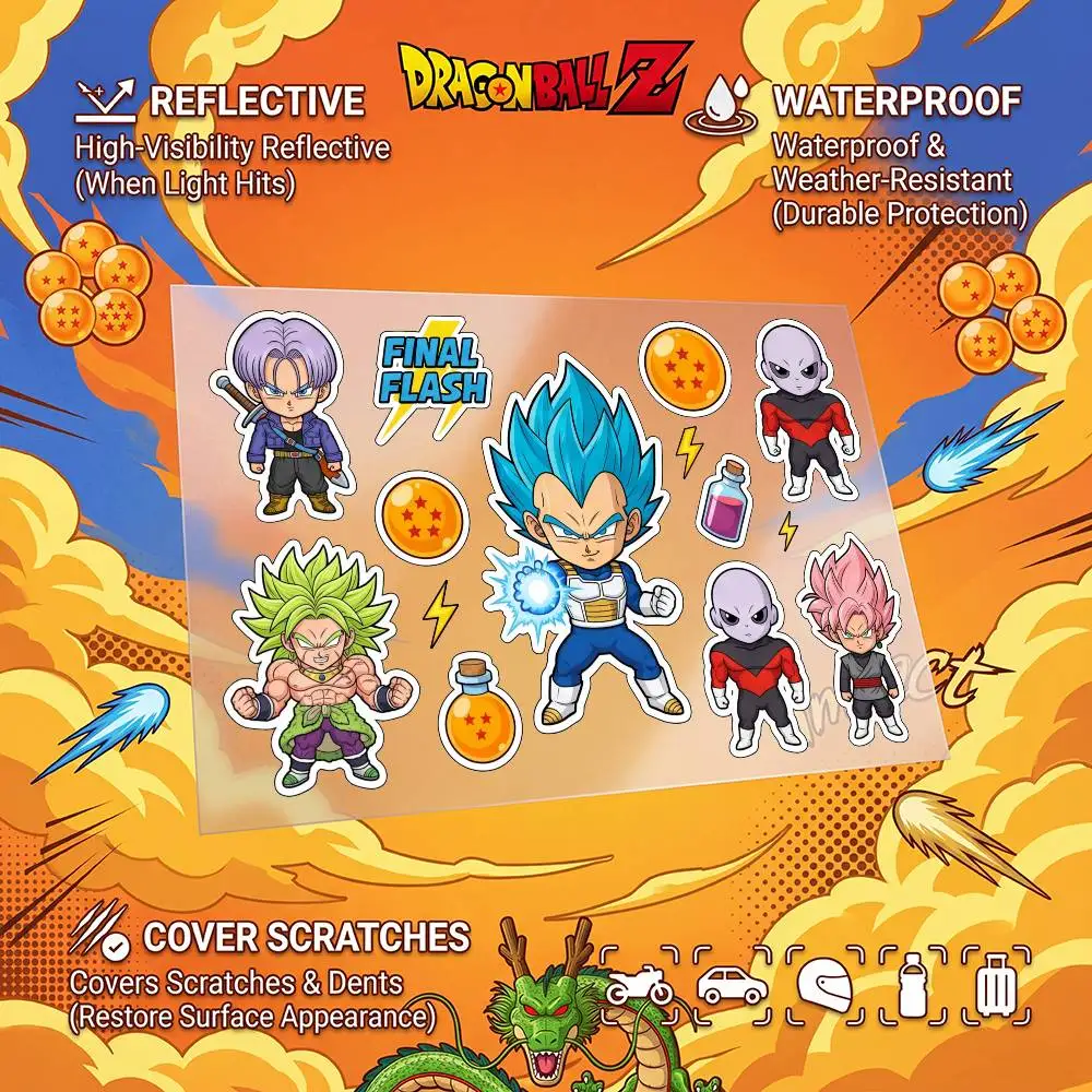 

DRAGON BALL Goku Vegeta Universal Waterproof Reflective Decorative Decals Scratch Hide For Car Motorcycle Helmet Fridge