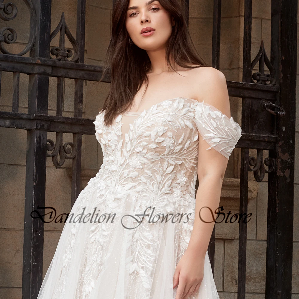 Pastrol Wedding Dresses Tulle V-Neck Off The Shoulder Lace Up Bride Gowns Lace Applique A-Line Vestido De Noiva 2023 Modernos