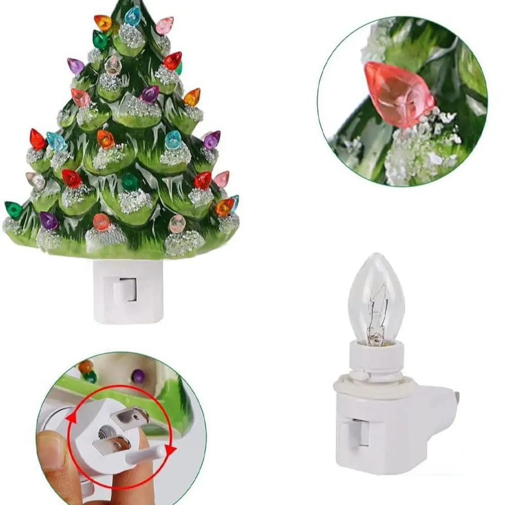 Green Christmas Tree Night Lights 2025