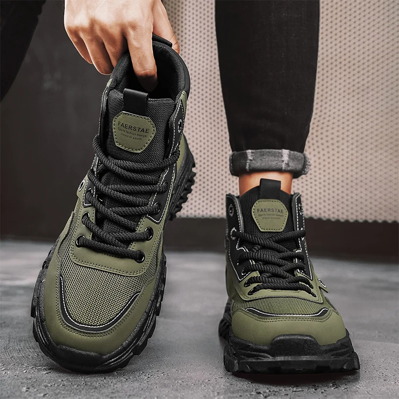 أحذية العمل الرجالية الشتوية الدانتيل متابعة أحذية رجالية منصة السلامة الدافئة حجم 44 تعزيز مصمم الأزياء المضادة للانزلاق