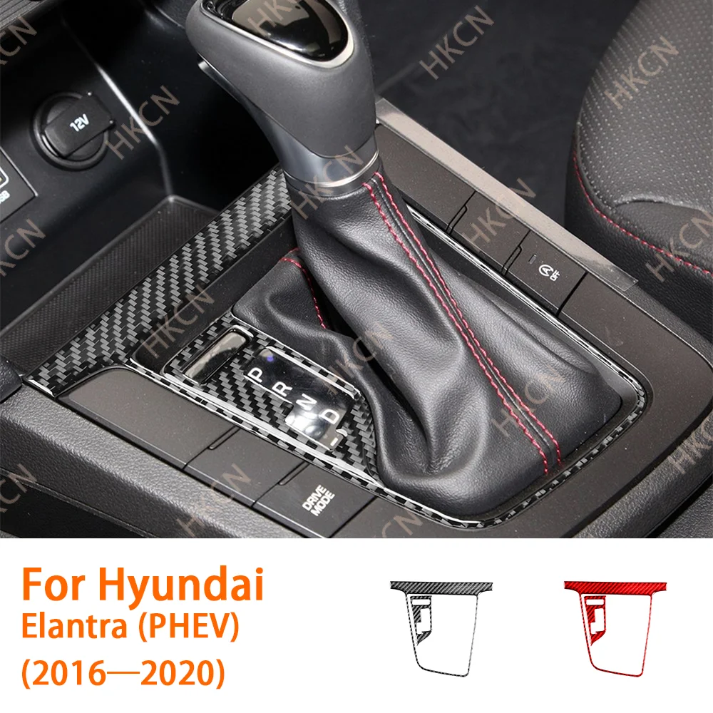 

HKCN Carbon Fiber Console Gear Shifter Panel Car Interior Accessories Cover Trim Sticker For Hyundai Elantra (PHEV) 2016—2020