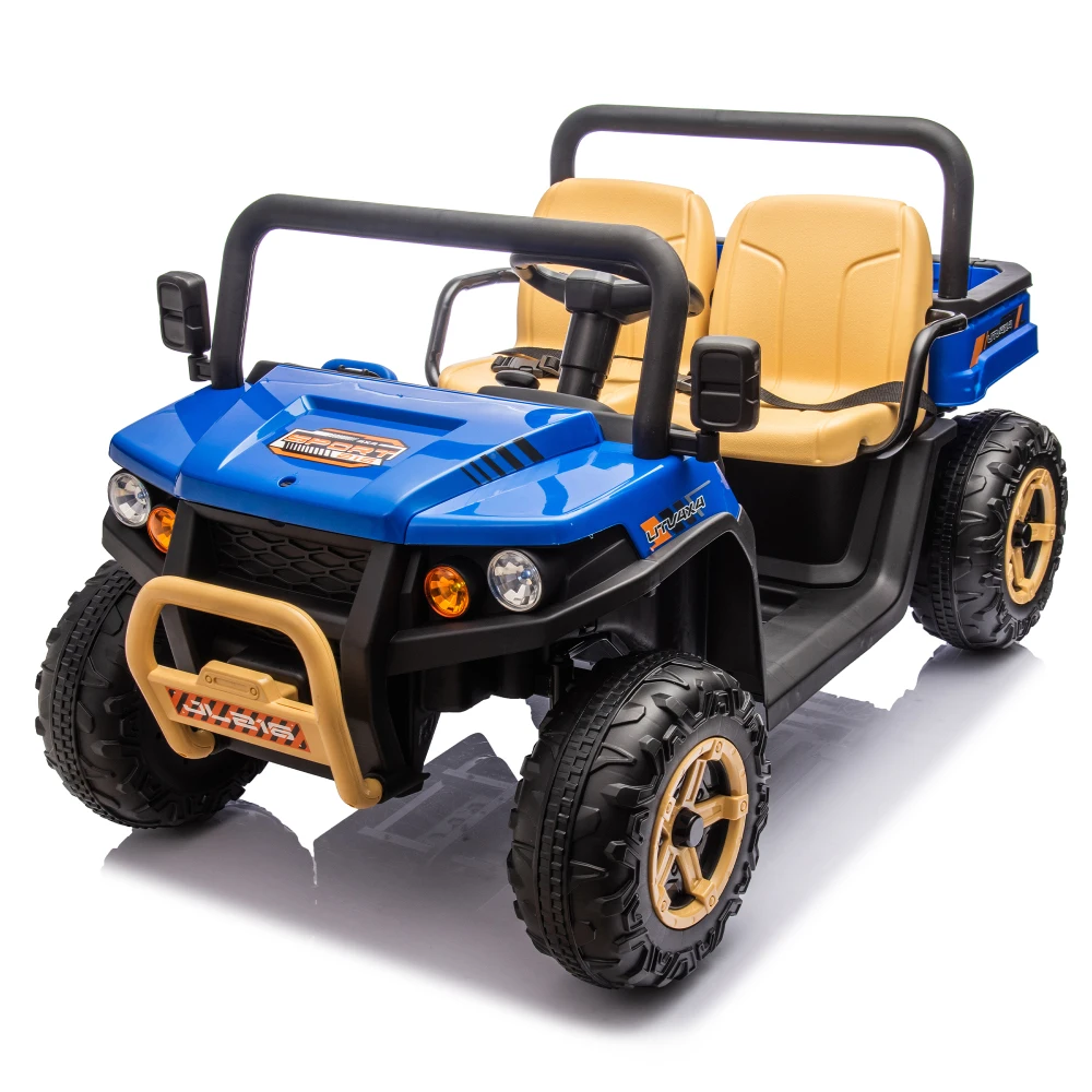 24V XXXL Kids Ride On UTV com controle remoto para pais, dois lugares, balde basculante automático, suspensão da roda traseira, início lento