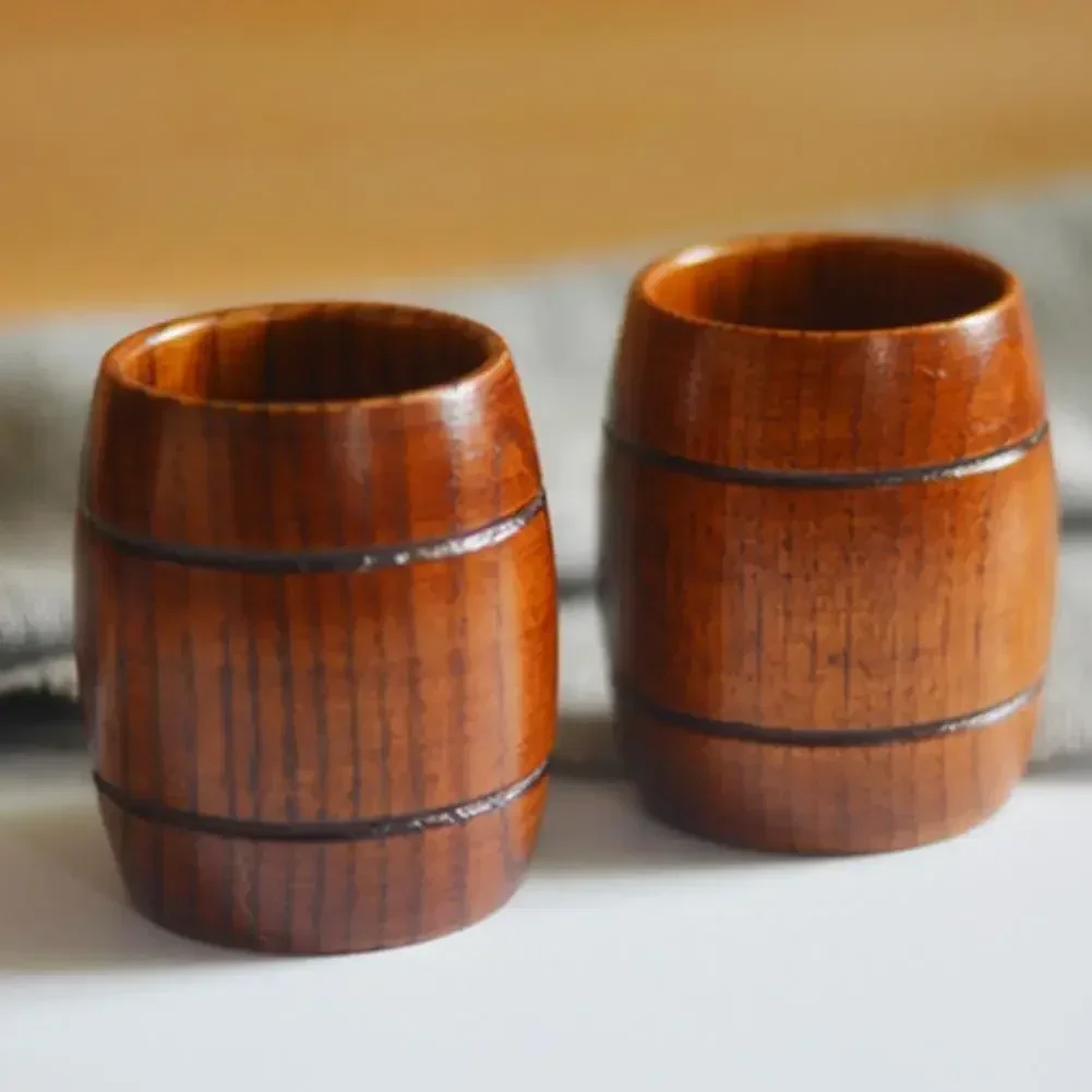 Japanese Date Wood Cups Solid Wood Mugs Restaurant Sake Cups Vintage Heat-insulated To-go Cups Household Teacups