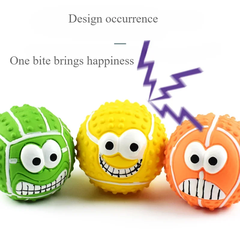 

Multiple Smiley Face Ball Latex Sound Toys Teeth Grinding Cleaning Latex Balls Dog Pet Supplies