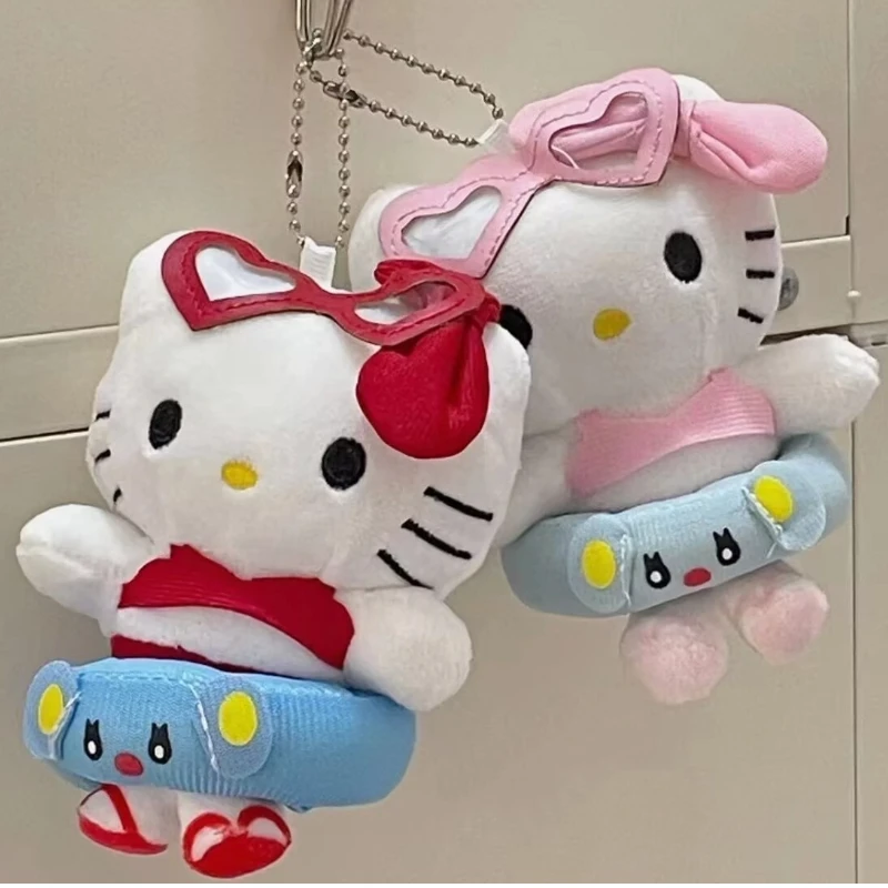 Simpatico gattino rosa peluche portachiavi cartone animato animale croce vestizione bambola zaino ciondolo decorazione auto ciondolo regalo di Natale