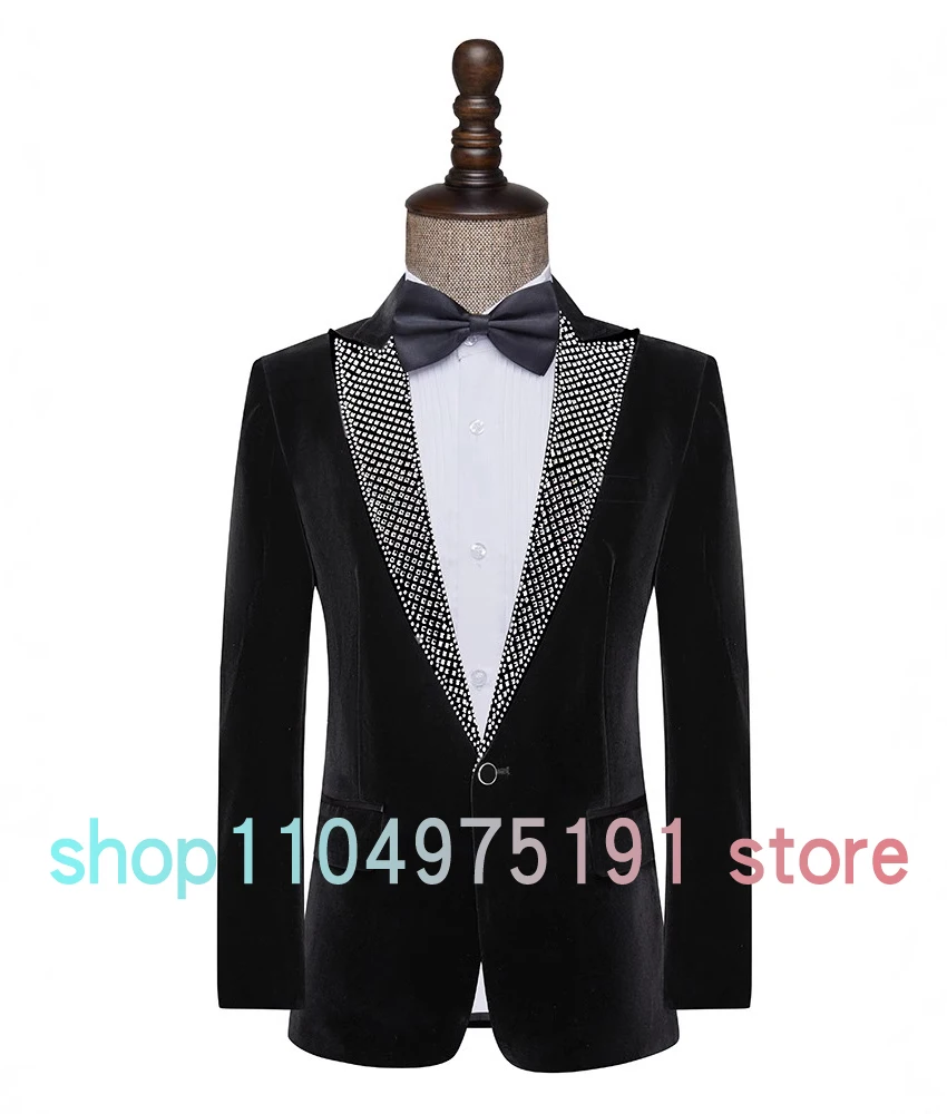 New fashion Crystal Men's suit set; black tuxedo; men's clothing.High Quality Wedding Tuxedos Special Occasion Gowns prom dresse