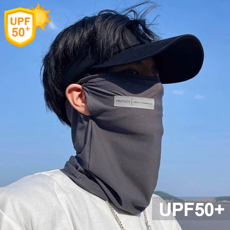 

Summer Ice Silk Sunscreen Mask for Men Women Outdoor Cycling Face Cover Neck Wrap Arm Sleeve UV Protection Ear Bandana Scarf