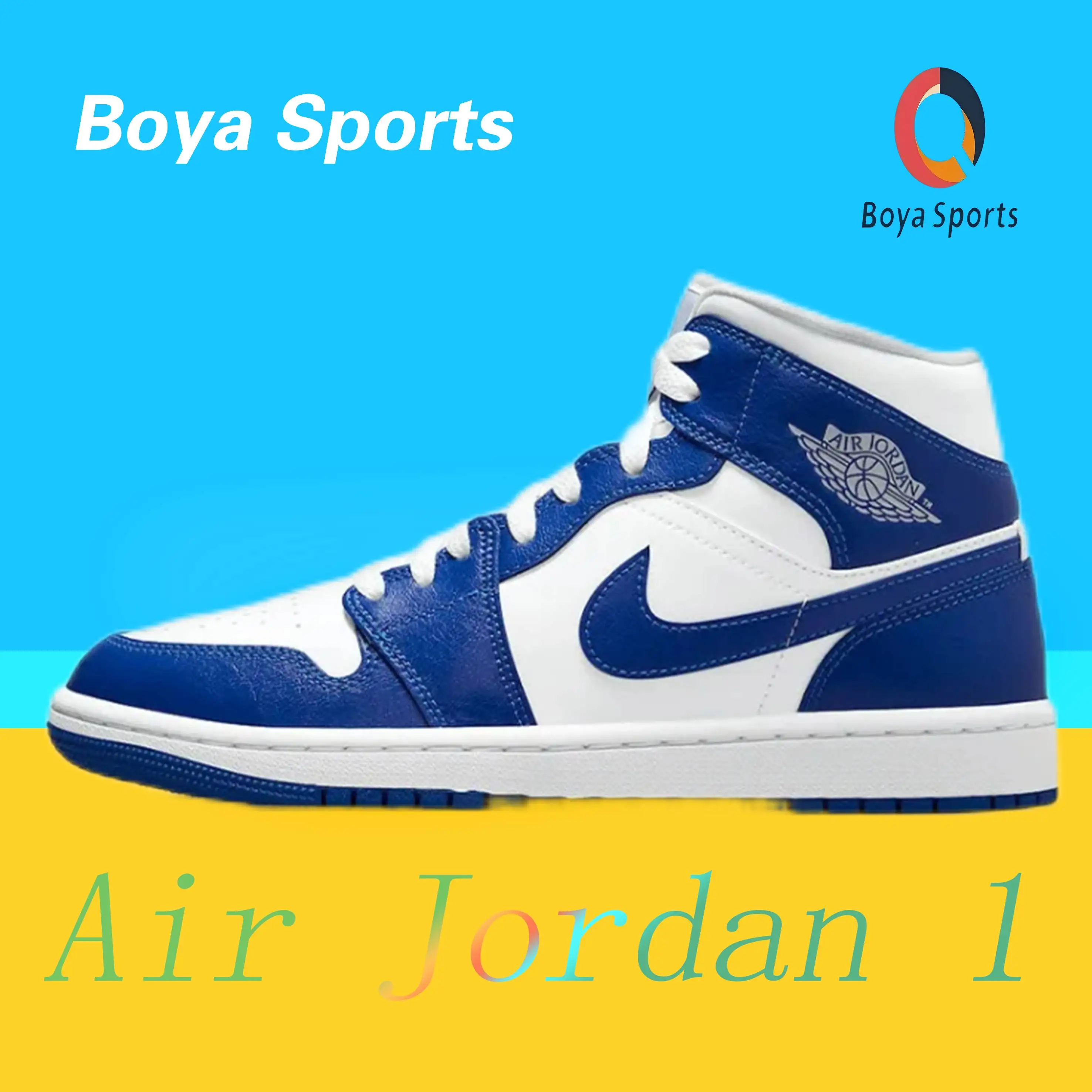 Jordan Air Jordan 1 mid mid-top Retro Basketball Shoes Women's White Blue