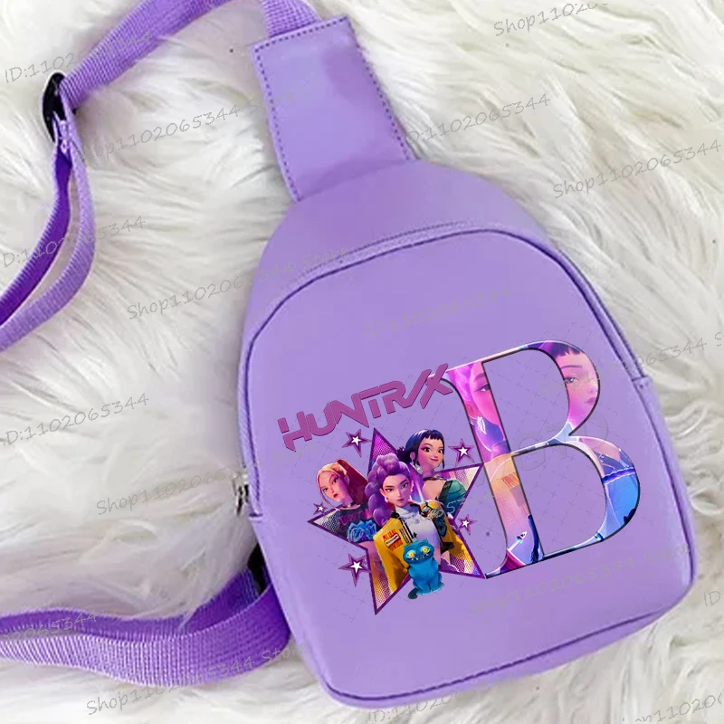 Tas Dada Anak Baru Motif Anime Kartun Alfabet, Tas Selempang Diagonal Modis untuk Anak Perempuan dan Laki-laki, Tas Dada Kasual Kartun