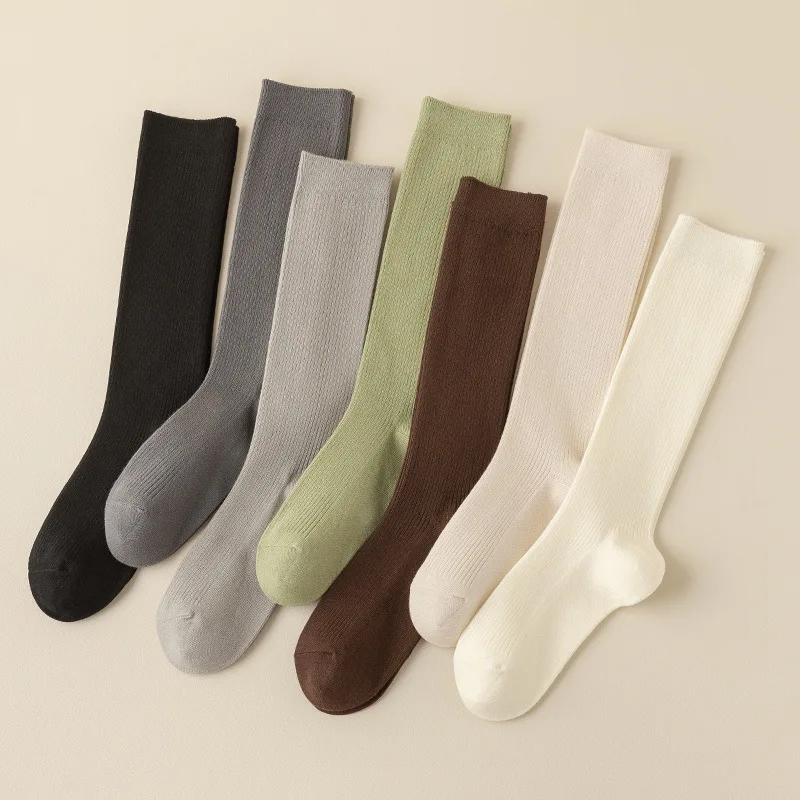 

Calf Socks Solid Color Stockings Cotton Stockings For Women Versatile Breathable Wrap Calf Socks High Elasticity Simple