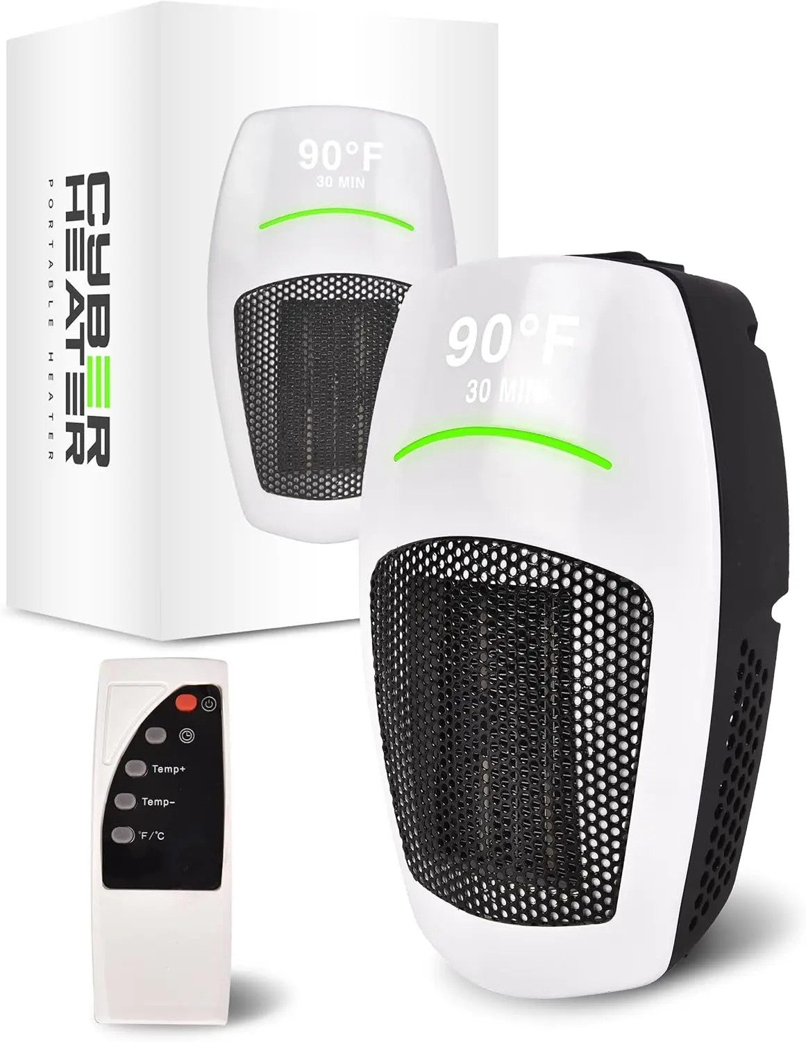 Portable Ceramic Heater 500W with Remote, Timer & Thermostat – Quiet, Energy Efficient for Bedroom, Office, Garage