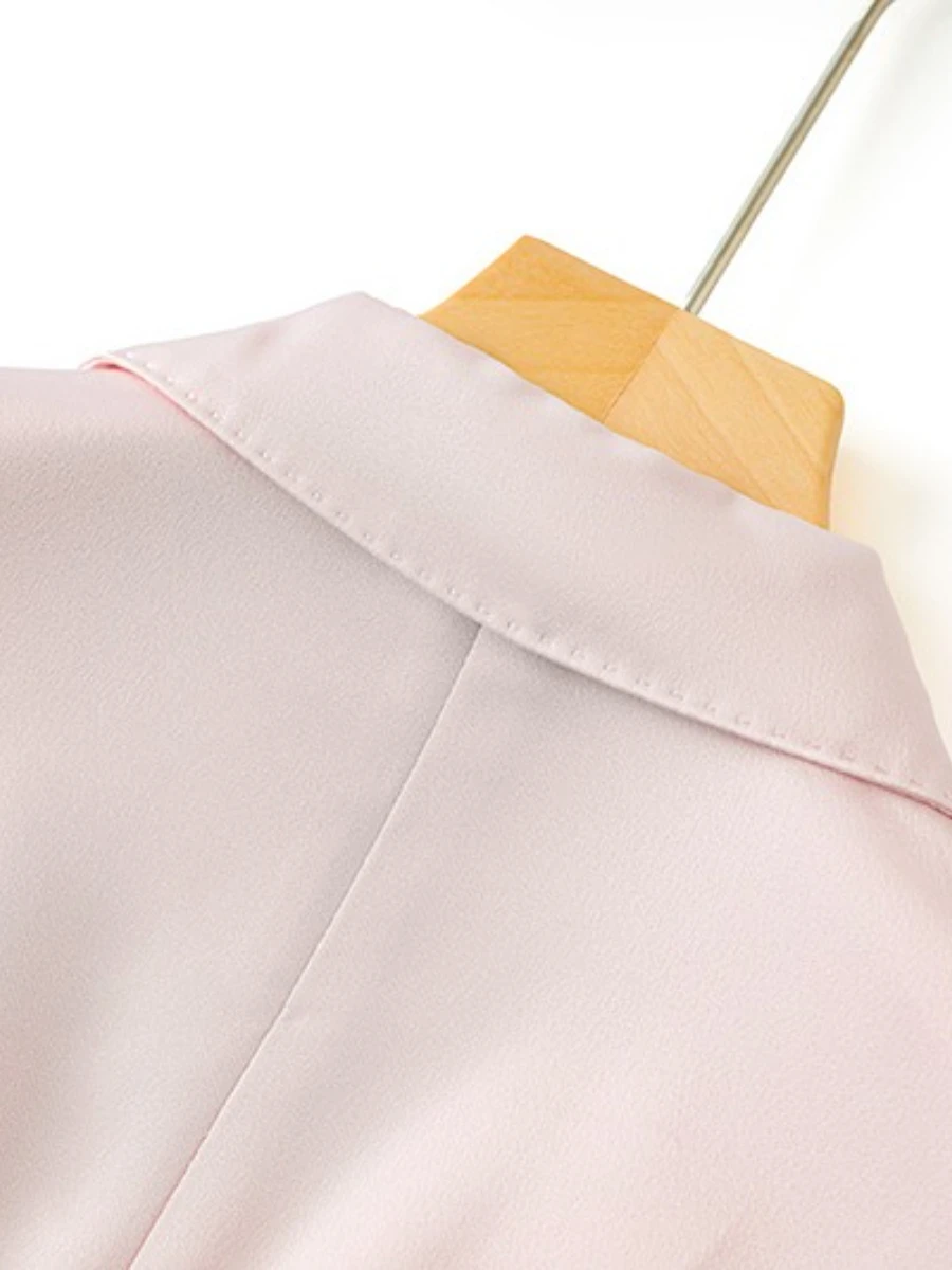 CHICEVER 基礎ミニマリストスタイルブレザー女性のためのノッチ襟半袖パッチワークボタンオフィスジャケット女性の夏の新