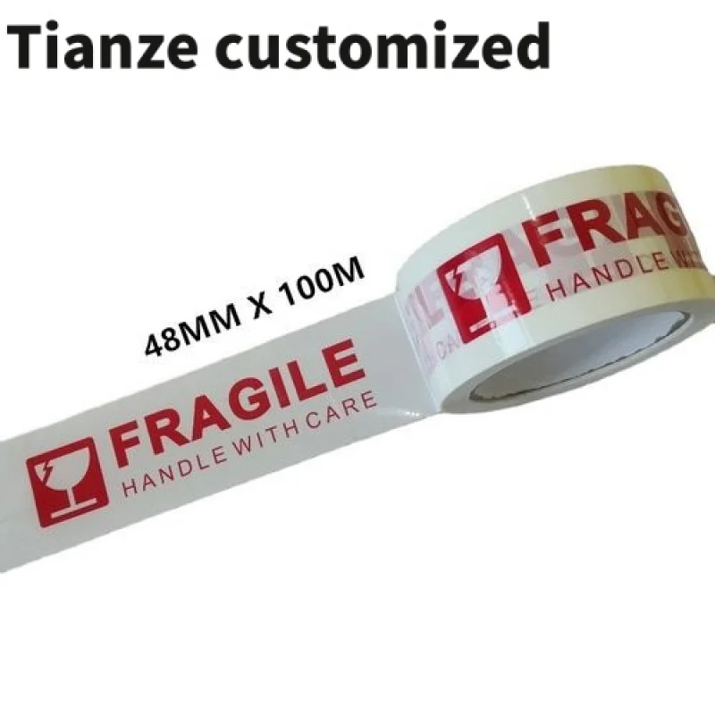 

10 pieces（custom）Adhesive Tape Fragile Tape Bopp Tape White Printing White Base With Red Logo or Red Base With White Logo