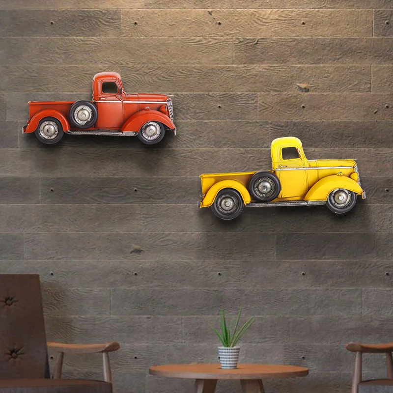 Farmhouse Half Truck Decor Vintage Rustic Metal Truck Planter Pickup Decoration Home Centerpiece Decor Car Model