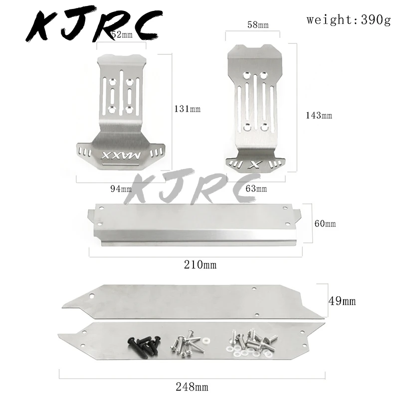 5 sztuk ze stali nierdzewnej przednia i tylna osłona pancerza podwozia dla 1/10 MAXX części do modernizacji samochodu RC