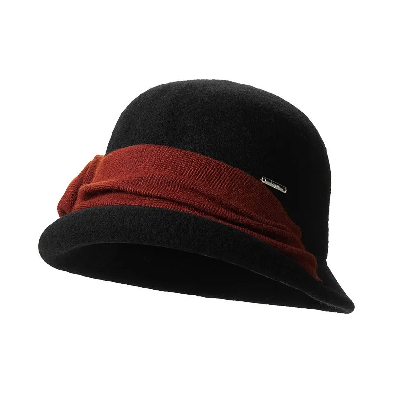 Elegant three-dimensional rose fisherman's hat with rolled-up edges and Japanese flowers for women