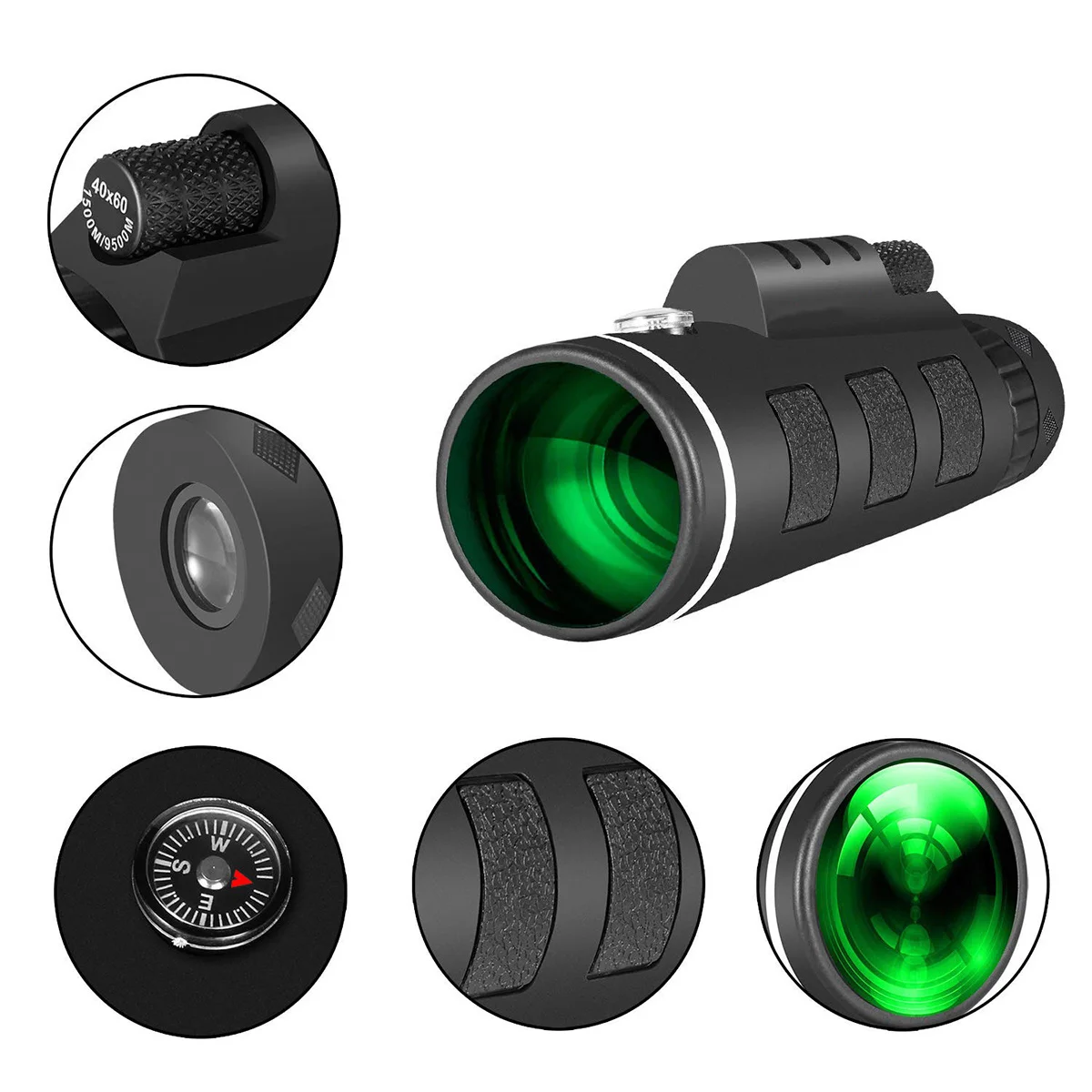 

40X60 Monocular Telescope High Definition Zoom Optical Glass Anti-Reflective Coating 22Mm Large Eyepiece Phone Photography