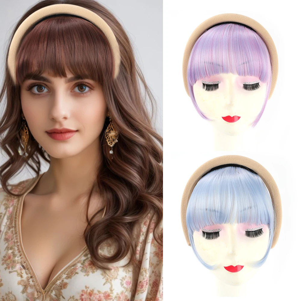 

Synthetic Headband Bands Bangs Wigs With Detachable Magic Paste Heat Resistance in Hair Extensions Hairpieces for Women