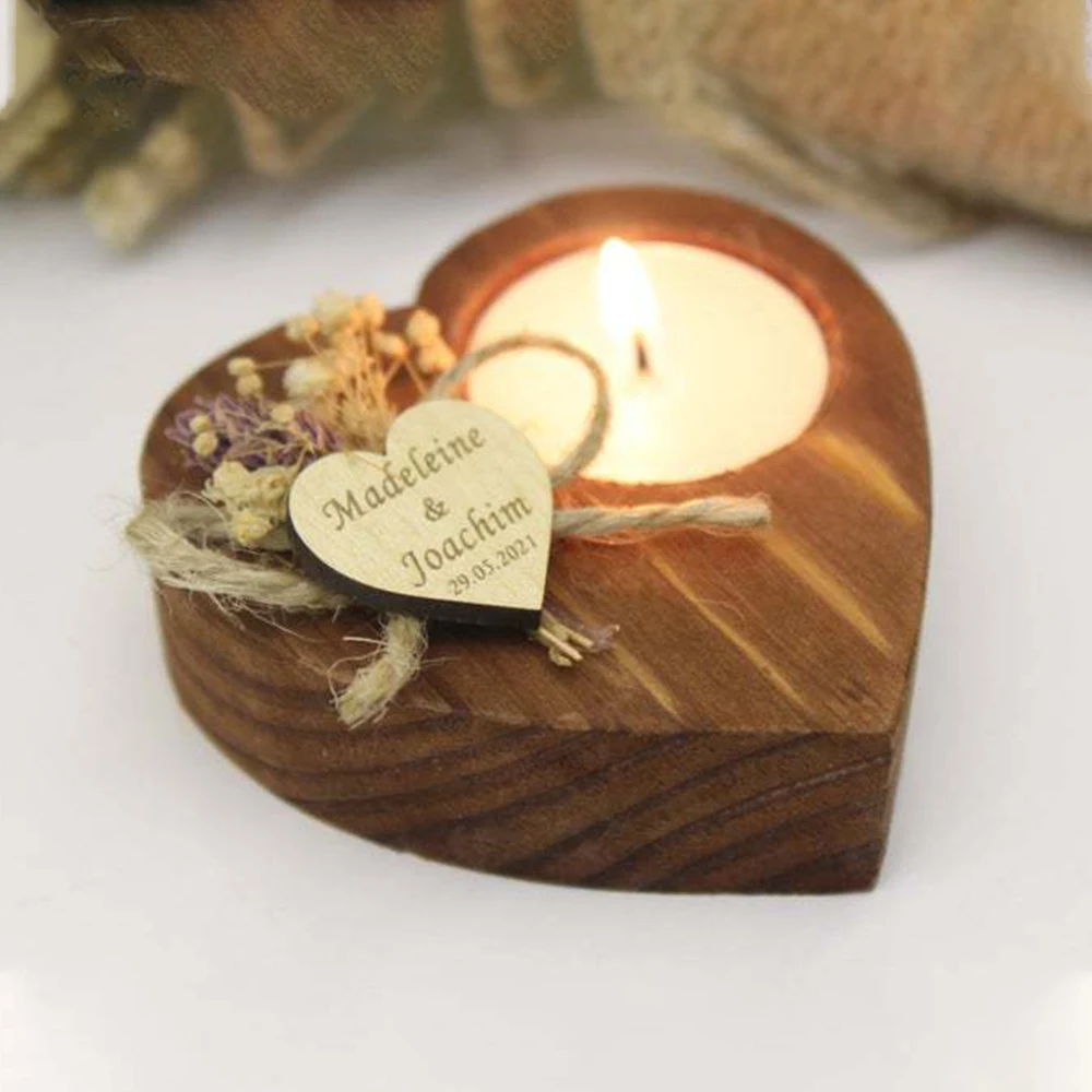 

Personalized Wedding Gift Wood Scented Candles Custom Christmas Decoration Engraved Name Candles Anniversary Romantic Gifts