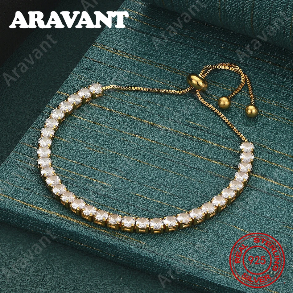 925 Sterling Silver & Zircon Bracelet (Gold, Silver, Rose Gold) – Versatile Jewelry For Women, Perfect For Banquets