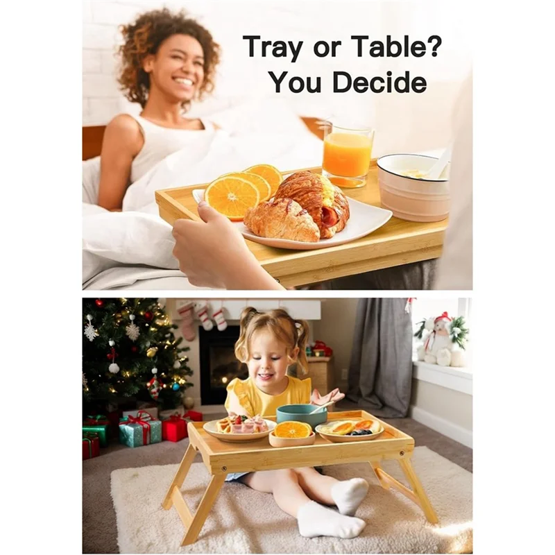 

75STO-бамбуковый поднос для кровати для дивана со складными ножками, еда на завтрак, поднос для работы, стол для закусок для ноутбука