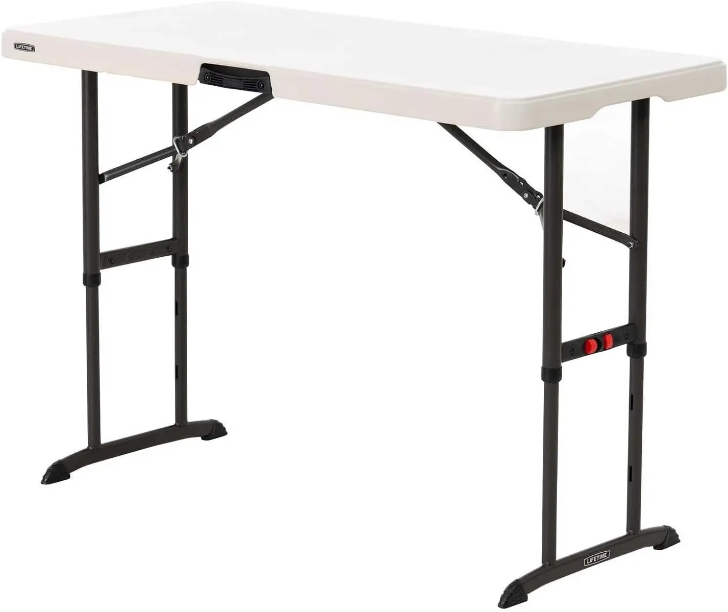 4-Foot Adjustable Folding Table, Almond Color, Commercial Grade for Indoor/Outdoor Use