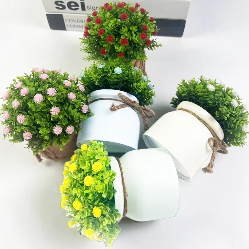 1pc Artificial Bonsai Fake Plant Flower Potted Plant Grass Plants Pot Ornament For Wedding/Party Home Garden Decorative