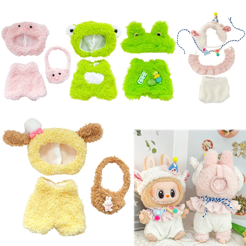 

17CM Kawaii Doll Clothes Plush Doll Changing Clothes Dolll Clothes Suit Cartoon Cute Clothes Dolls Accessories DIY Skirt Game