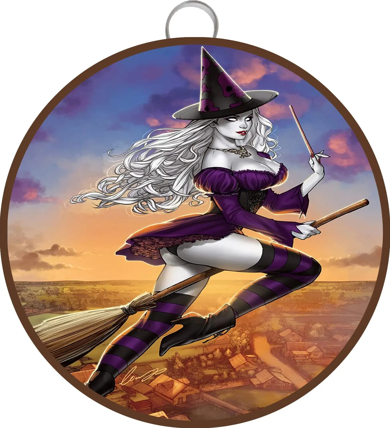 Witch Pin up Flying on Magical Broom Metal Sign Poster,Vintage Flying Witch,Gothic Wall Art,Salem Witch,Metal Sign Tin,Wall Art,