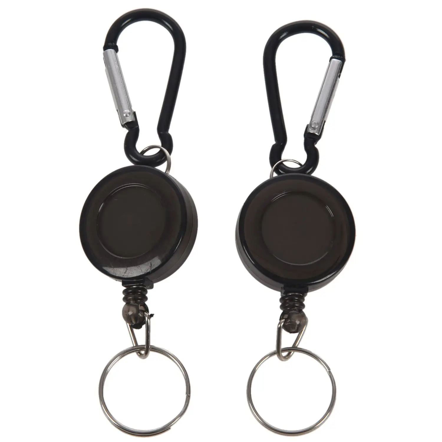 2 PCS BADGE REEL - RETRACTABLE YOYO SKI PASS ID CARD HOLDER KEY CHAIN Color:Black Amount:2Pcs