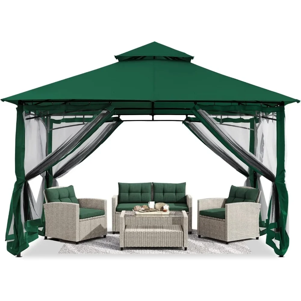 Gazebos extérieurs à cadre en acier avec moustiquaire, gazébo pour terrasse de jardin