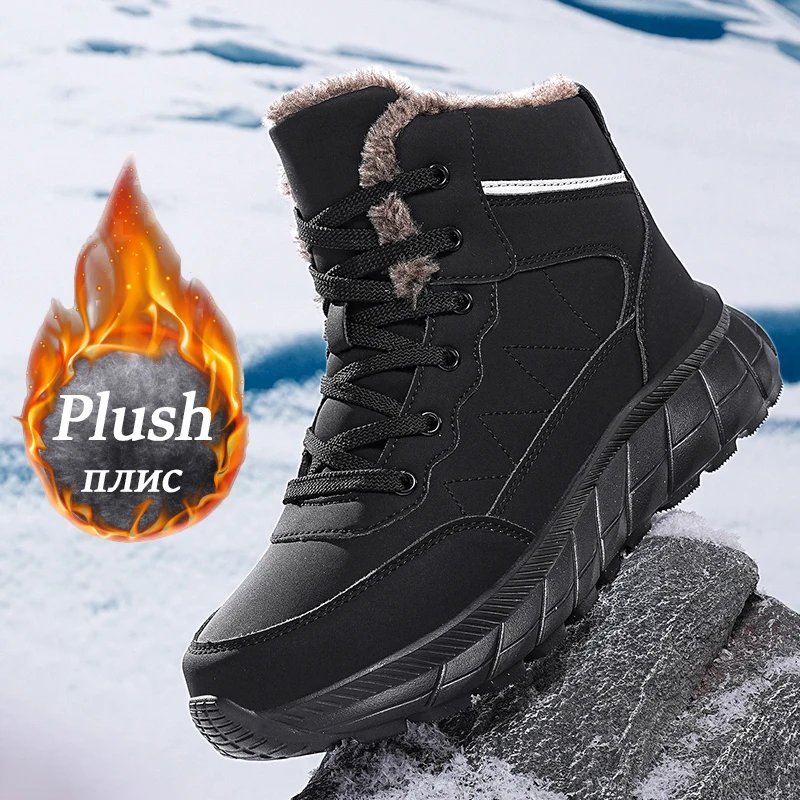 Winter Snow Boots Men's Shoes Leisure Outdoor Men Sneakers High Quality Non-slip Climbing Hiking Cotton Shoes Large Size39-48