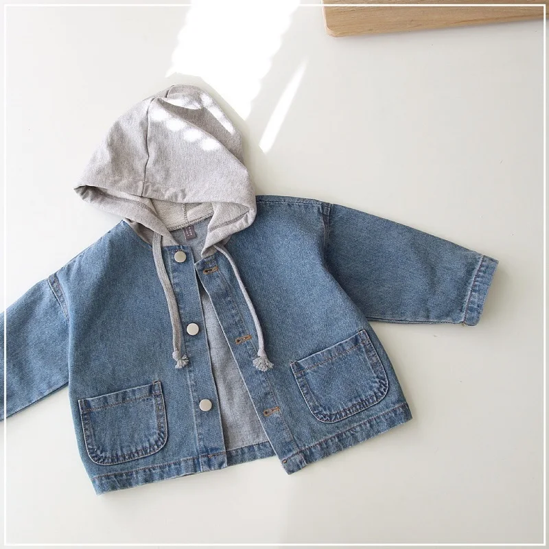new-children's-denim-coat-new-foreign-style-girl's-fake-two-piece-casual-hooded-top-boys'-baby-coat-0-6-years-old