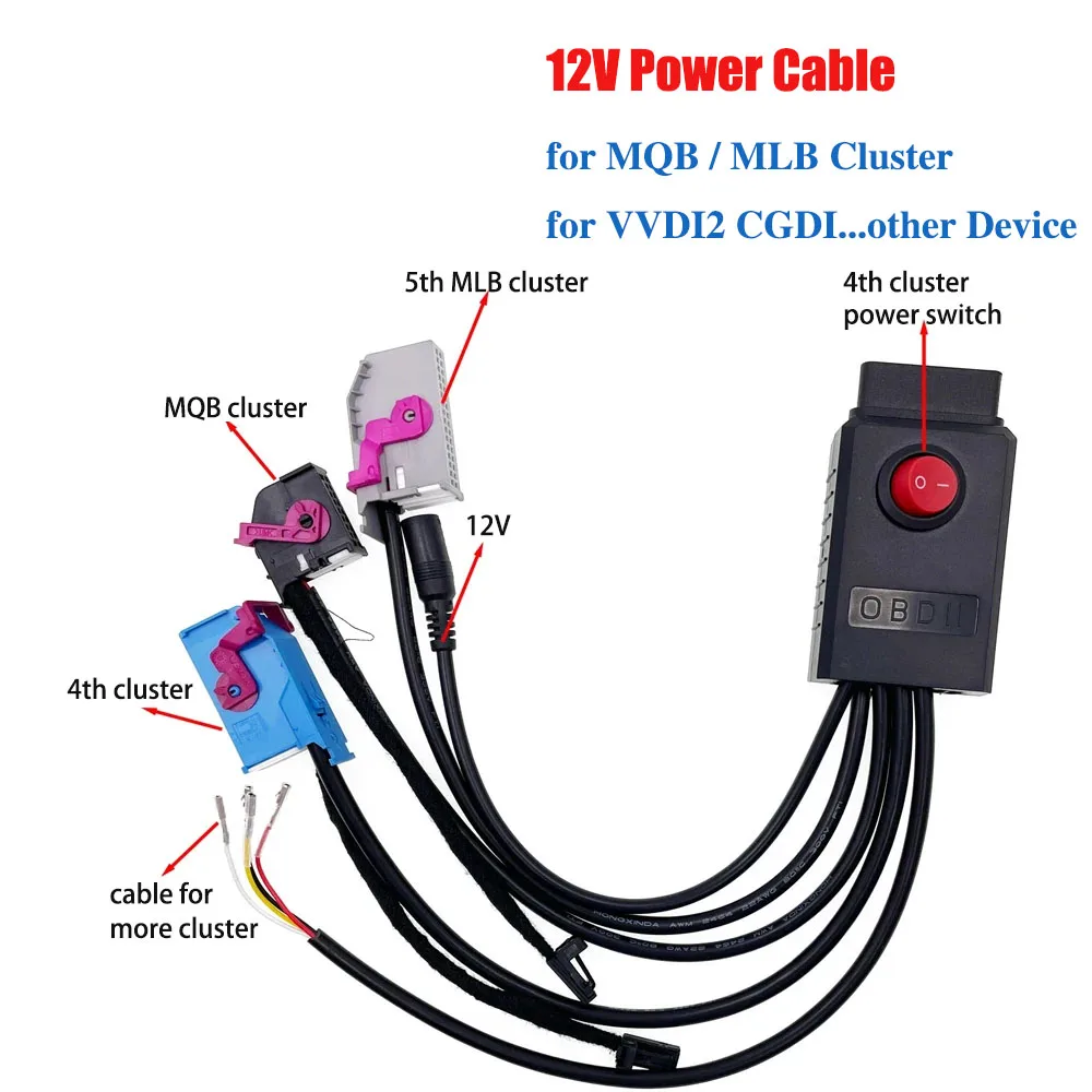 MQB MLB Cluster 12V Power Cable 4th ID48 Key Program Cable 5th MLB MQB48 Instrument MQB NEC35XX Cable fit VVDI 2 CGDI for VAG