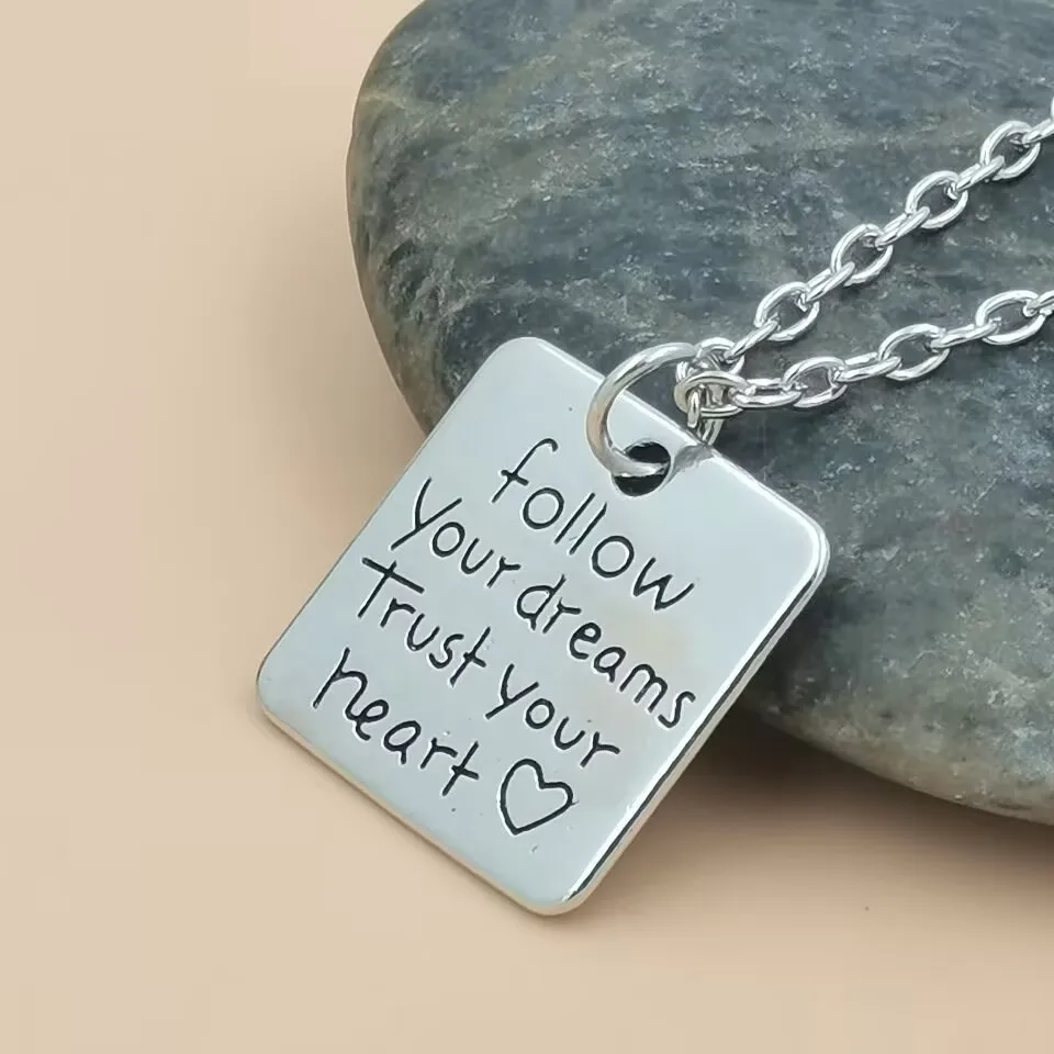 1Pc Follow Your Dreams Trust Your Heart Pendant Necklace Men Female Birthday Party Accessories
