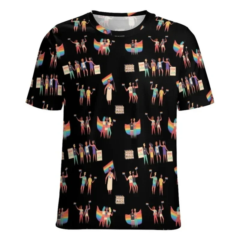 

New Rainbow 3d Print Summer Men Women O-Neck T-shirt Casual Short Sleeve Oversized T Shirt Fashion Tops Trend Unisex Clothing