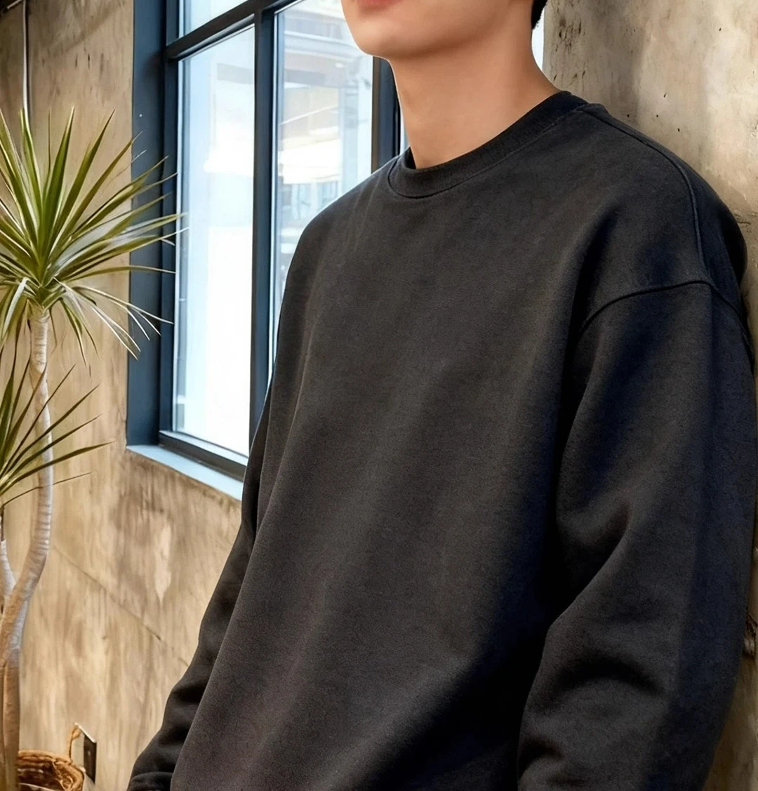 

Толстовка унисекс для пар для мужчин и женщин, осенне-зимняя уличная базовая свободная посадка, длинный черный топ с круглым вырезом свека