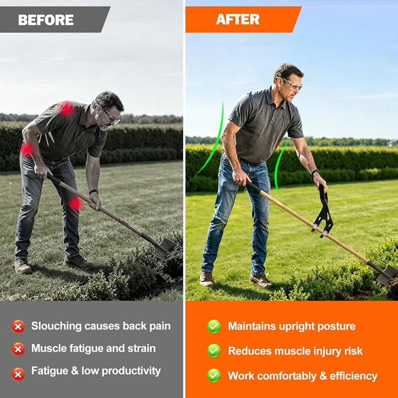 DT19 Universal Shovel Handle Replacement, Ergonomic Trimmer Handle Extension for Shovels Rakes String Trimmers, Anti-Slip Grip,