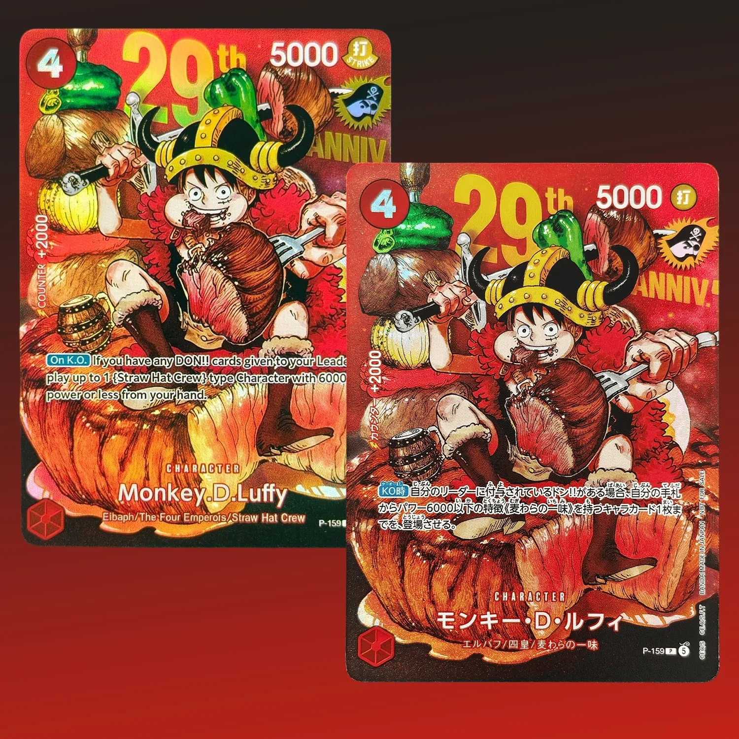 Selbstgemachter Proxy One Piece Englisch Japanisch P-159 Luffy Weekly Jump 2026 Spielesammlung Texturkarte Spielzeug
