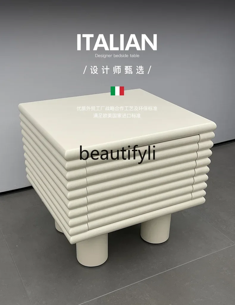 E182 Modern personality, creamy wind bedside table designer Italian minimalist white
