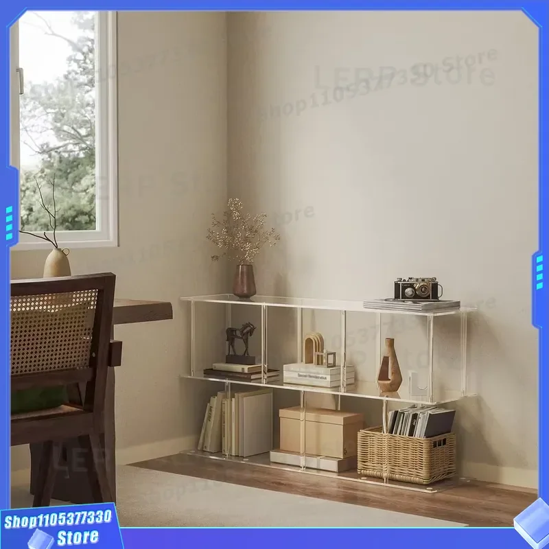 Nordic Style 3 Tier Acrylic Bookshelf Personalized Office CD Display Stand Home Decor for Living Room Study Bedroom Locker
