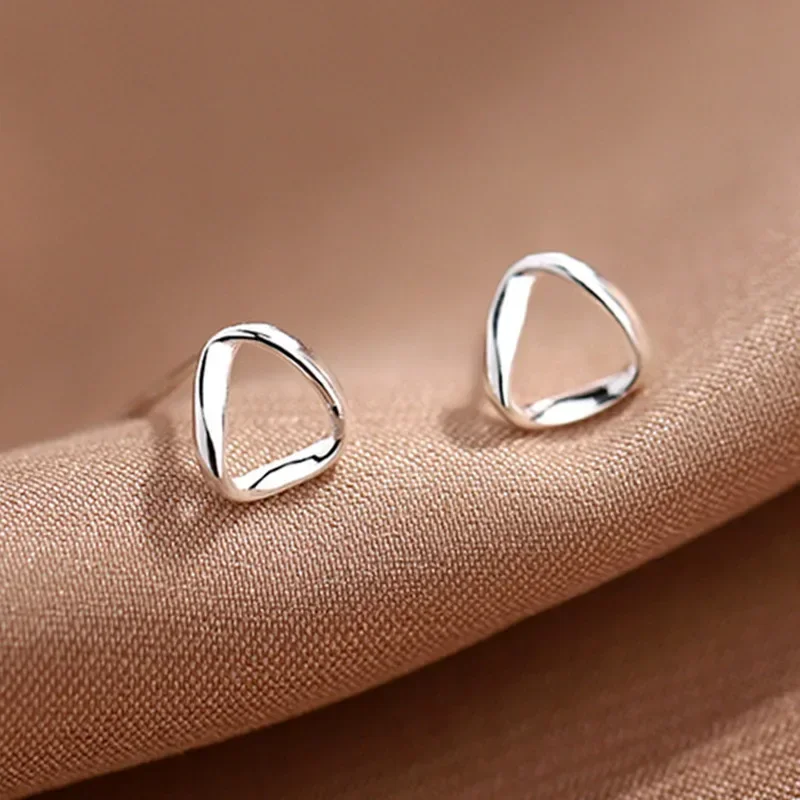 Modian Trendy 100% 925 Sterling Silver Geometric Small Stud Earrings for Women Cute Romantic Sterling Silver Jewelry Gift